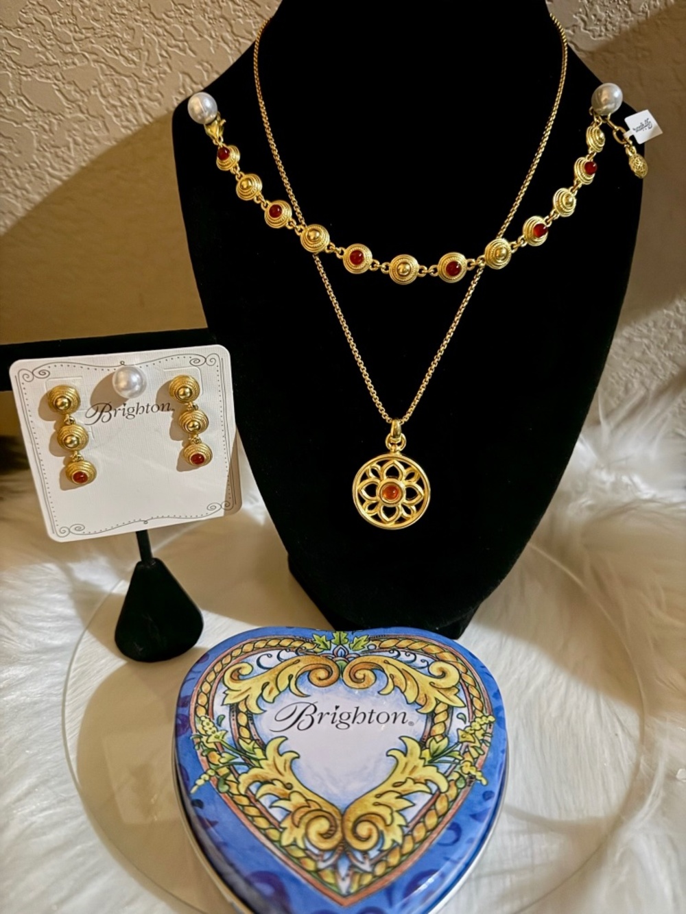 NWT Brighton Ferrara Venetian Gems Gold Necklace Bracelet & Earring Set $274